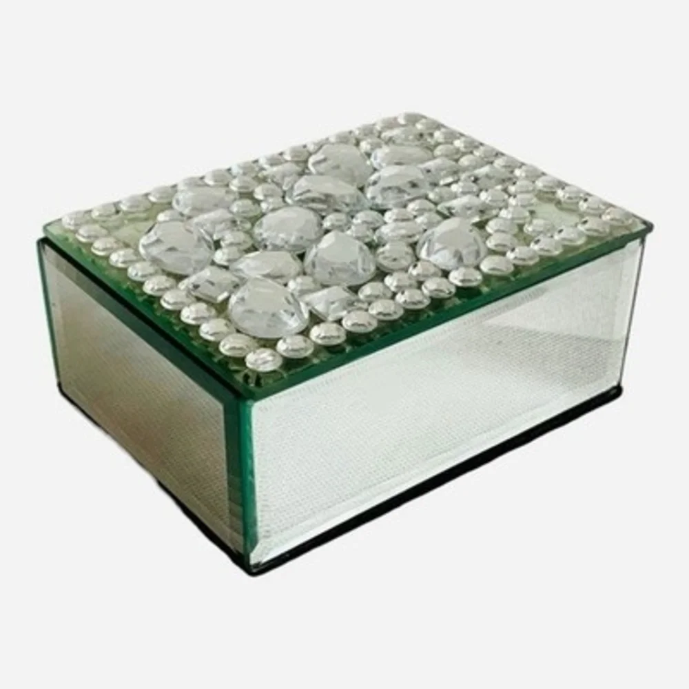 Rare 3D Crystal Drops Mirrored Jewelry Box 5